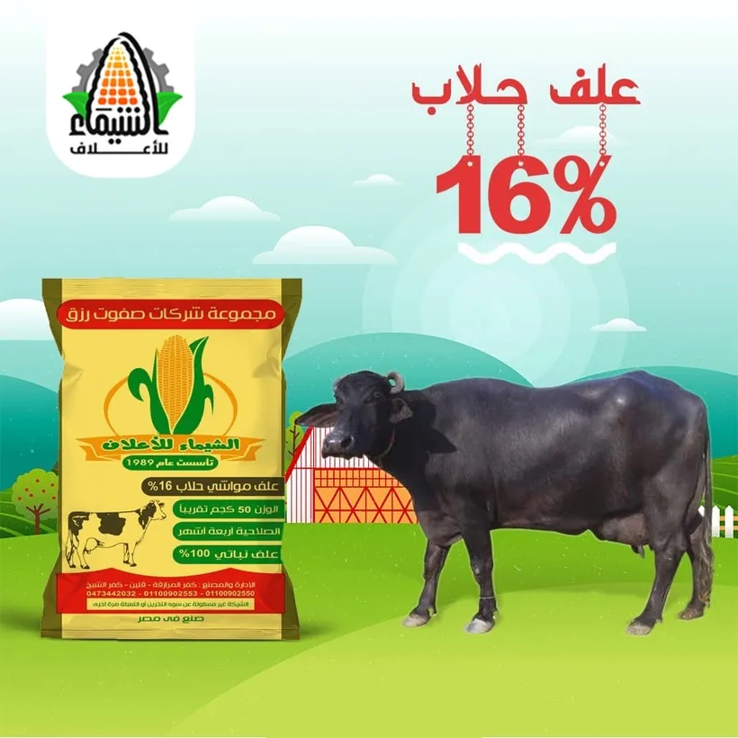 عبوة علف مواشي حلّاب 16% بروتين